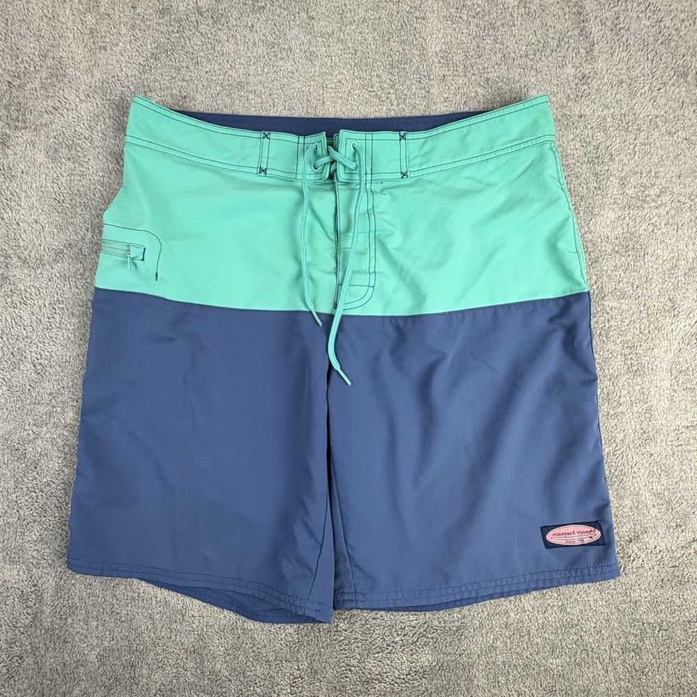 Vineyard Vines Men's Board Shorts Swim Trunks, Blue & Green, Size 34